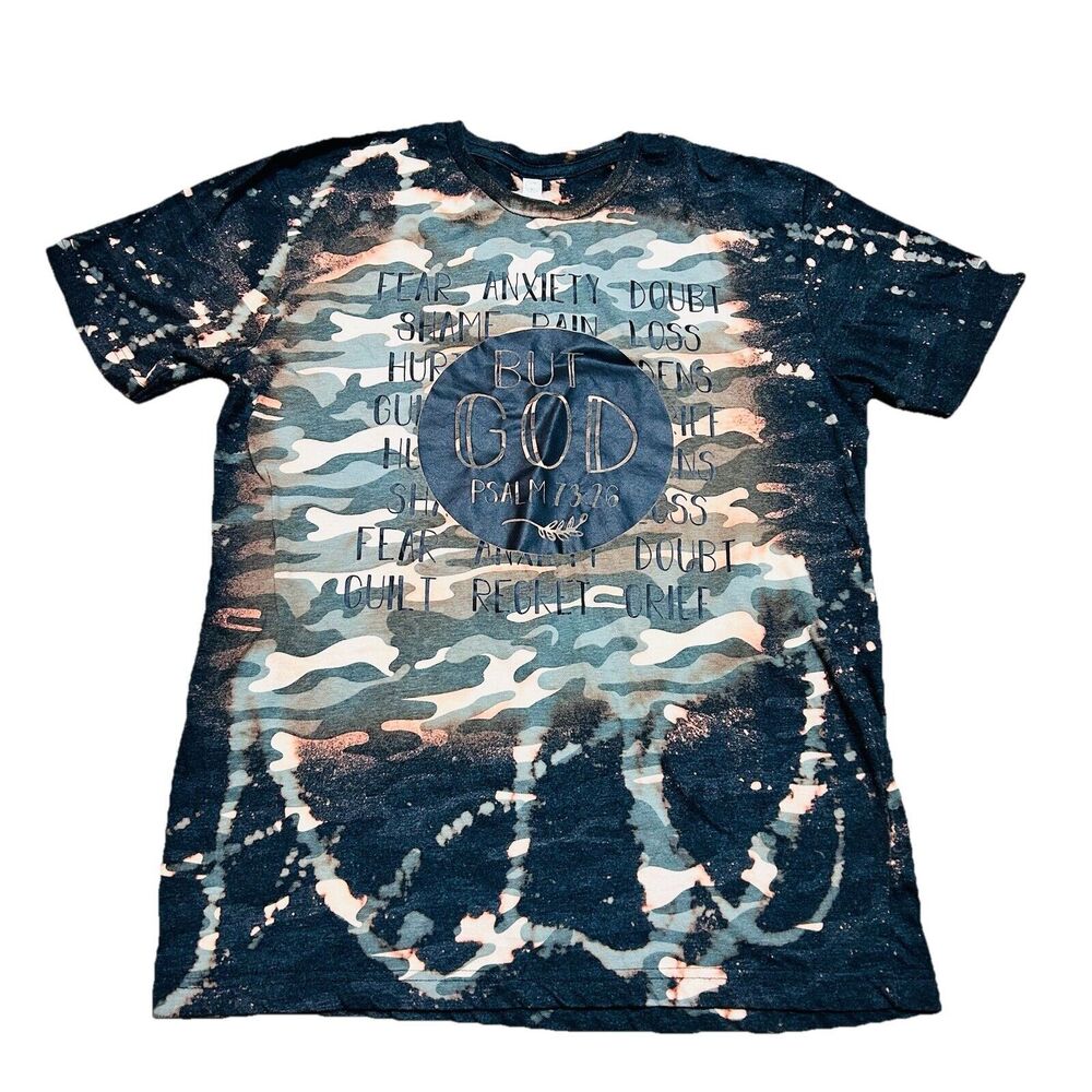 LAT Apparel But God Camo Short Sleeve Shirt Size Large